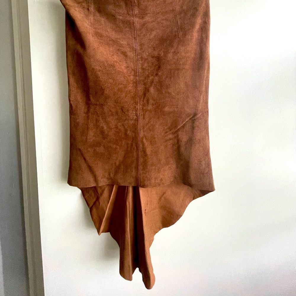 MARCIANO 100% authentic brown suede leather skirt